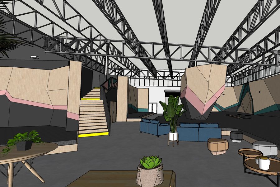 intérieur salle escalade 3d